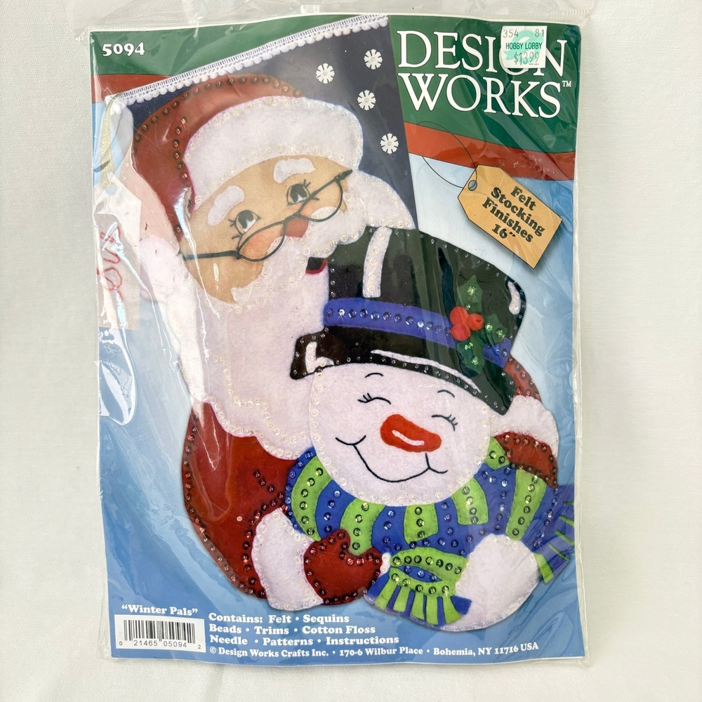Design Works Winter Pals Felt Stocking Kit 16" Multicolor Santa Snowman 5094